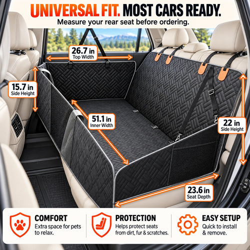 Hard-Bottom Dog Car Seat Extender & Waterproof Back Seat Cover